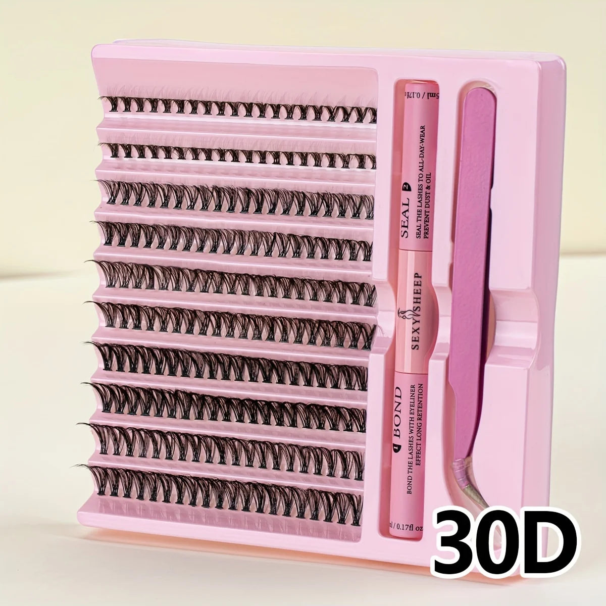 200 pcs DIY Lash Extension Kit Cluster Eyelash with tweezers with Lash Bond and Seal Lash Glue and Lash Applicator Makeup Tool