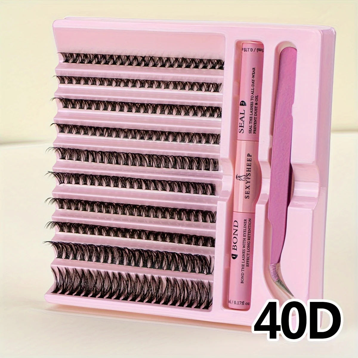 200 pcs DIY Lash Extension Kit Cluster Eyelash with tweezers with Lash Bond and Seal Lash Glue and Lash Applicator Makeup Tool